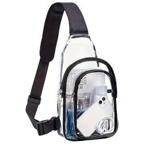 Clear PVC Sling Bag Transparent Stadium Shoulder Crossbody Backpack Adjustable